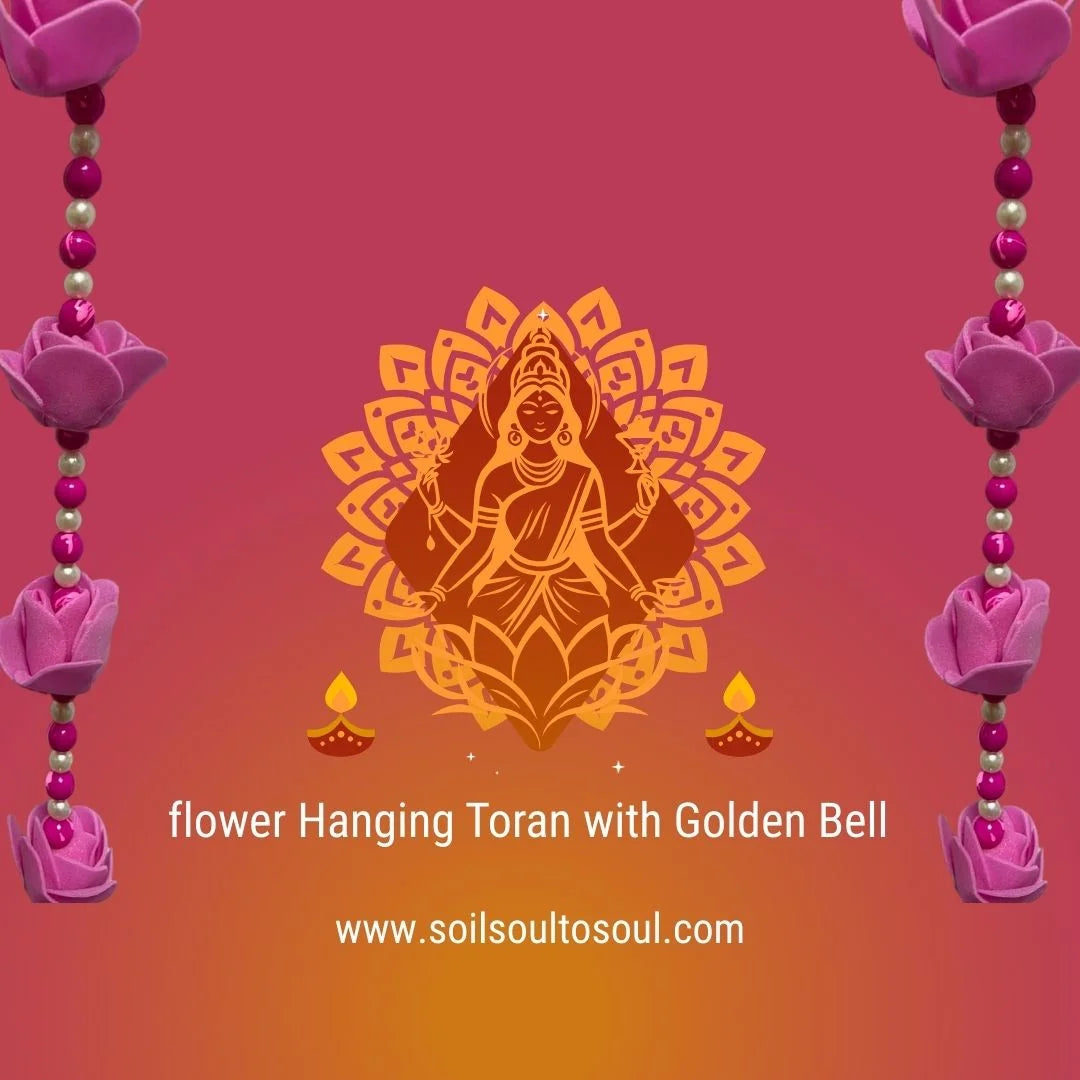 Artificial Pink Flower Hanging with Beads & Bell