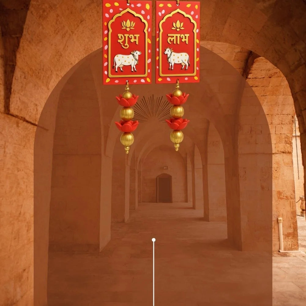 Shubh Labh Cow Hanging – Decorative Wall Hanging