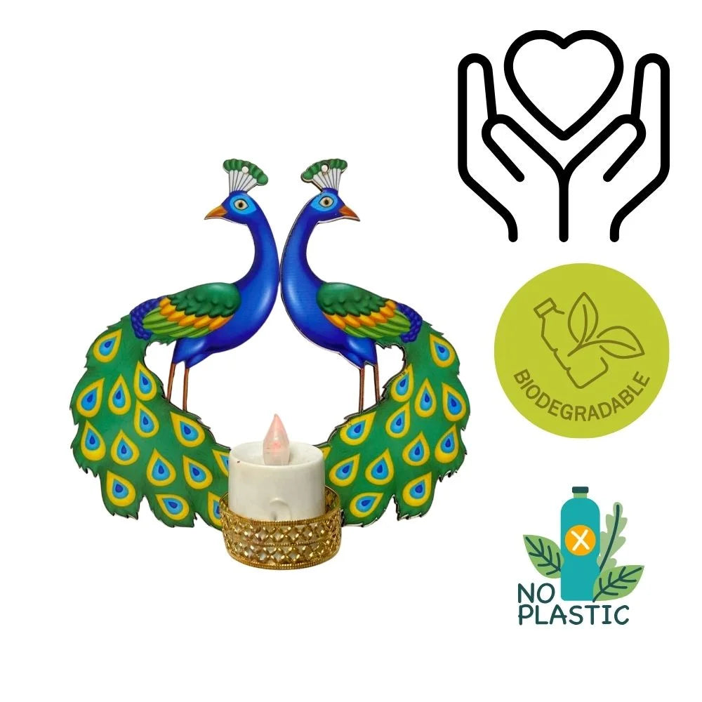 Twin Peacock Candle Holder