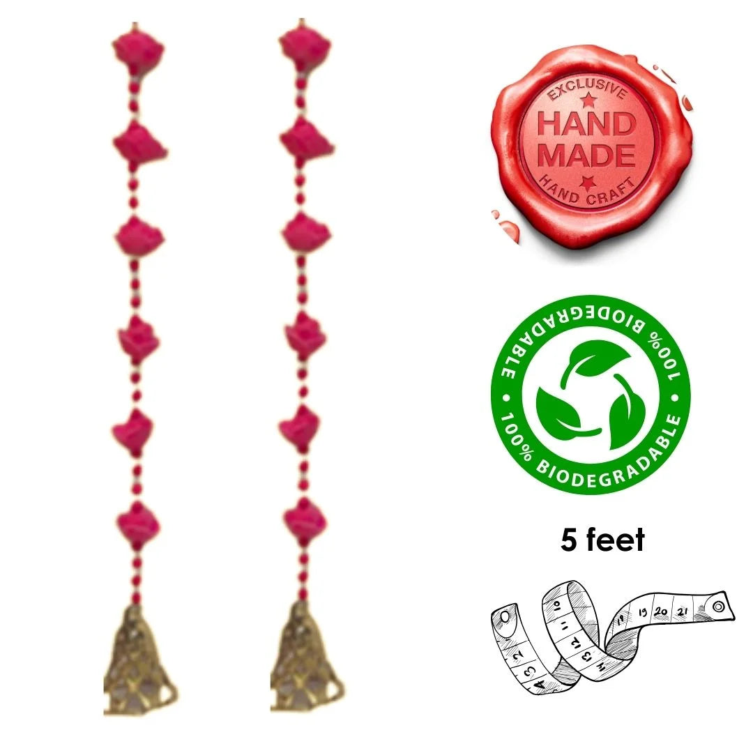 Artificial Pink Flower Hanging with Beads & Bell