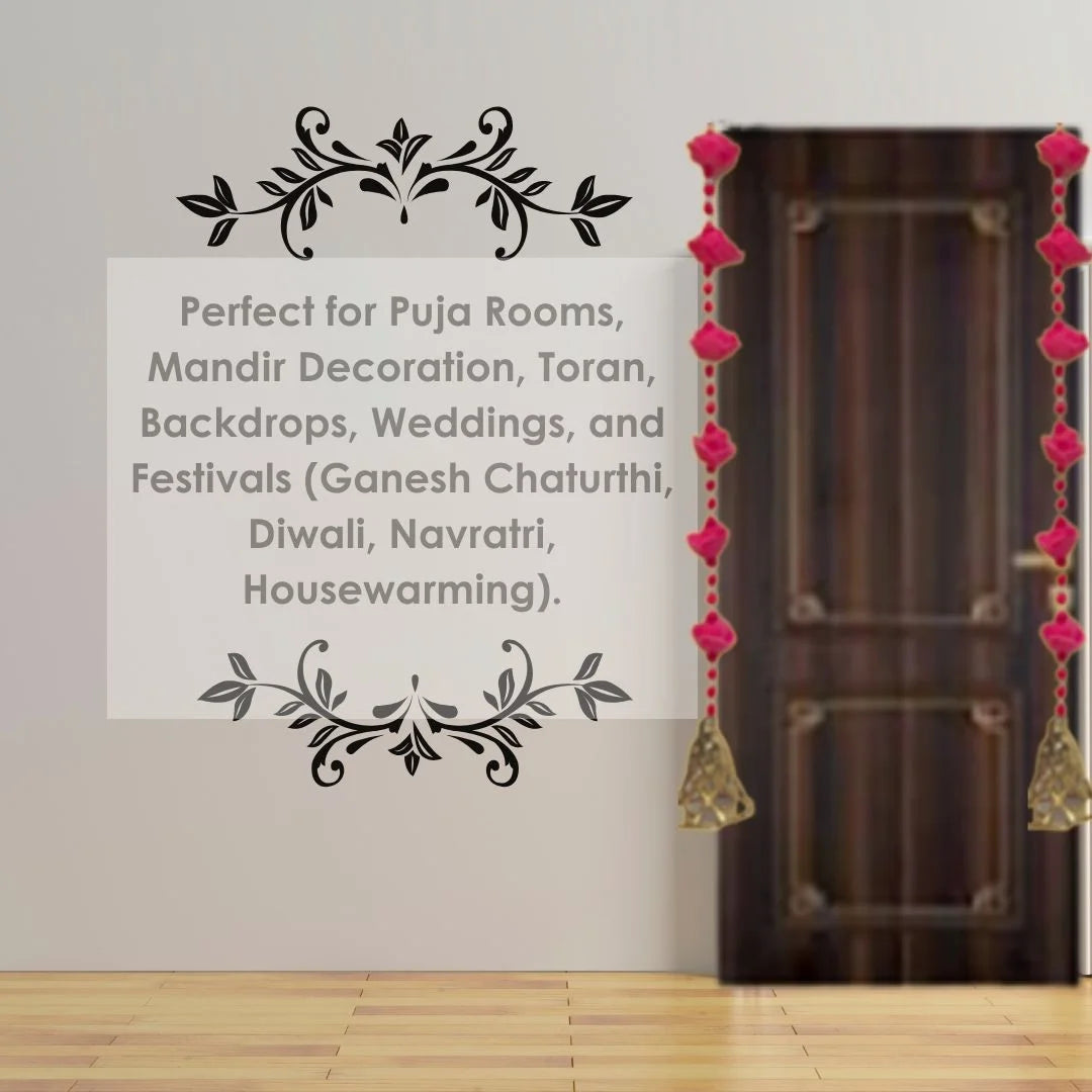 Artificial Pink Flower Hanging with Beads & Bell