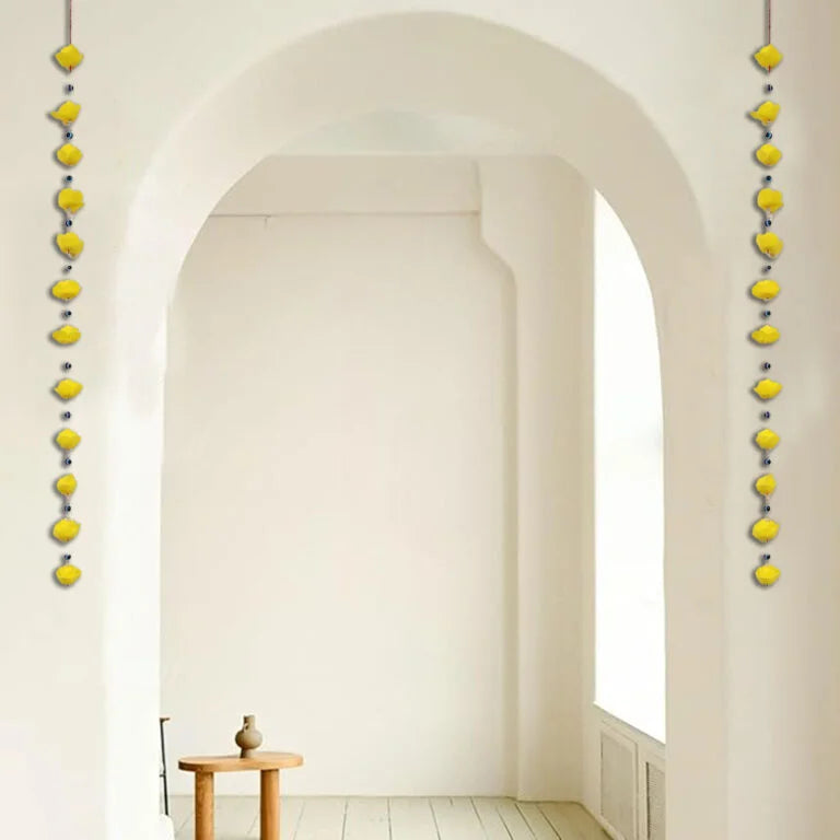 Yellow Foam Flower & Evil Eye Beads Decorative Ladi