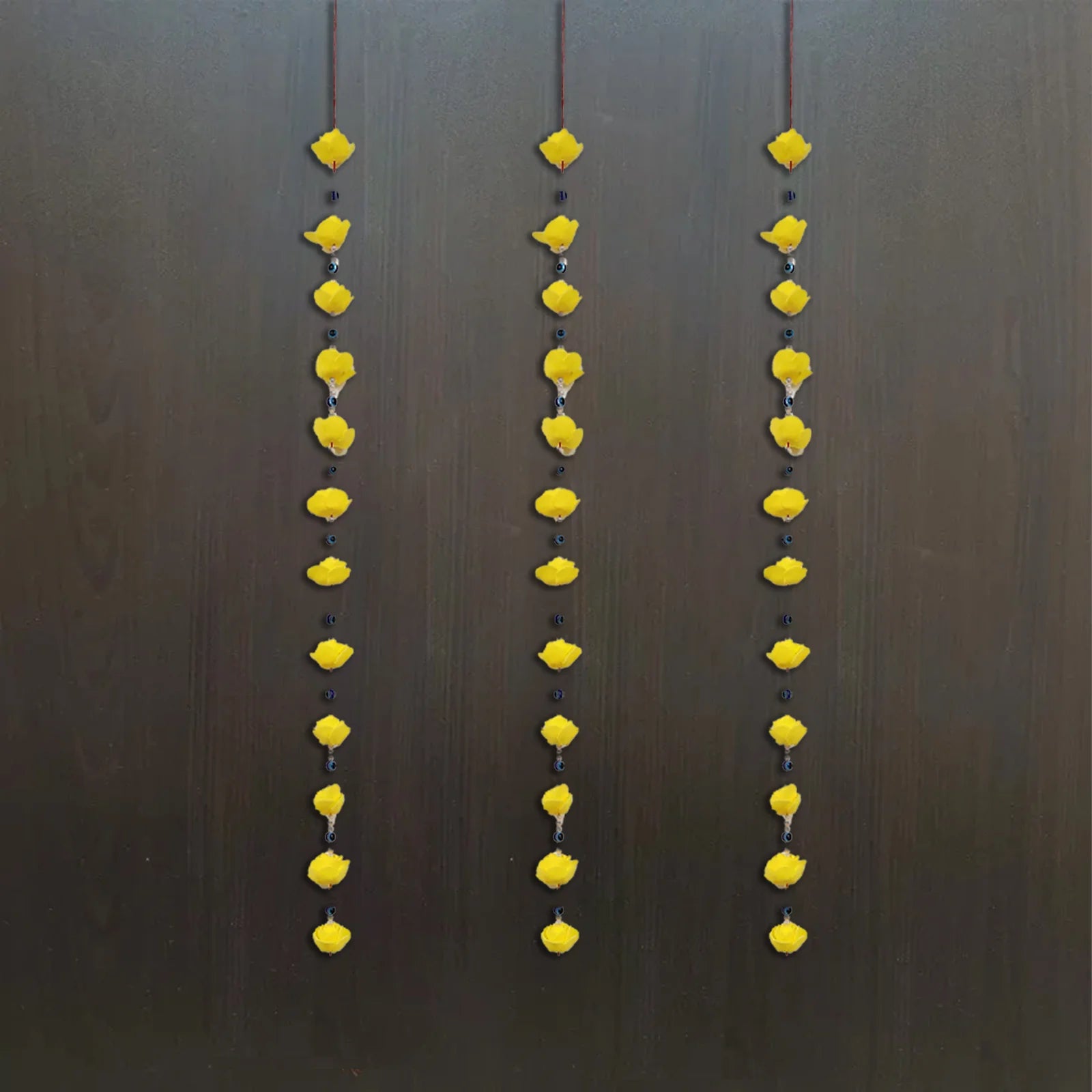 Yellow Foam Flower & Evil Eye Beads Decorative Ladi