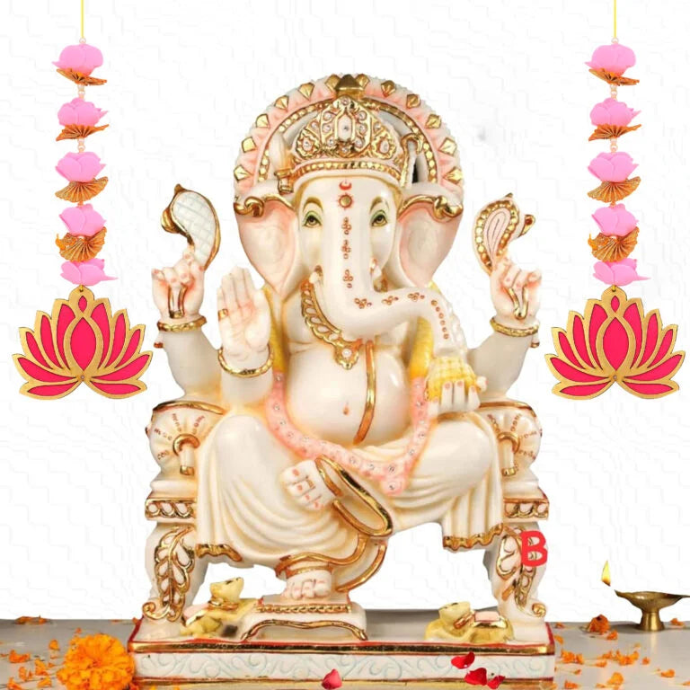 Set of 2 – Pink Foam Flower & Lotus Hanging Décor