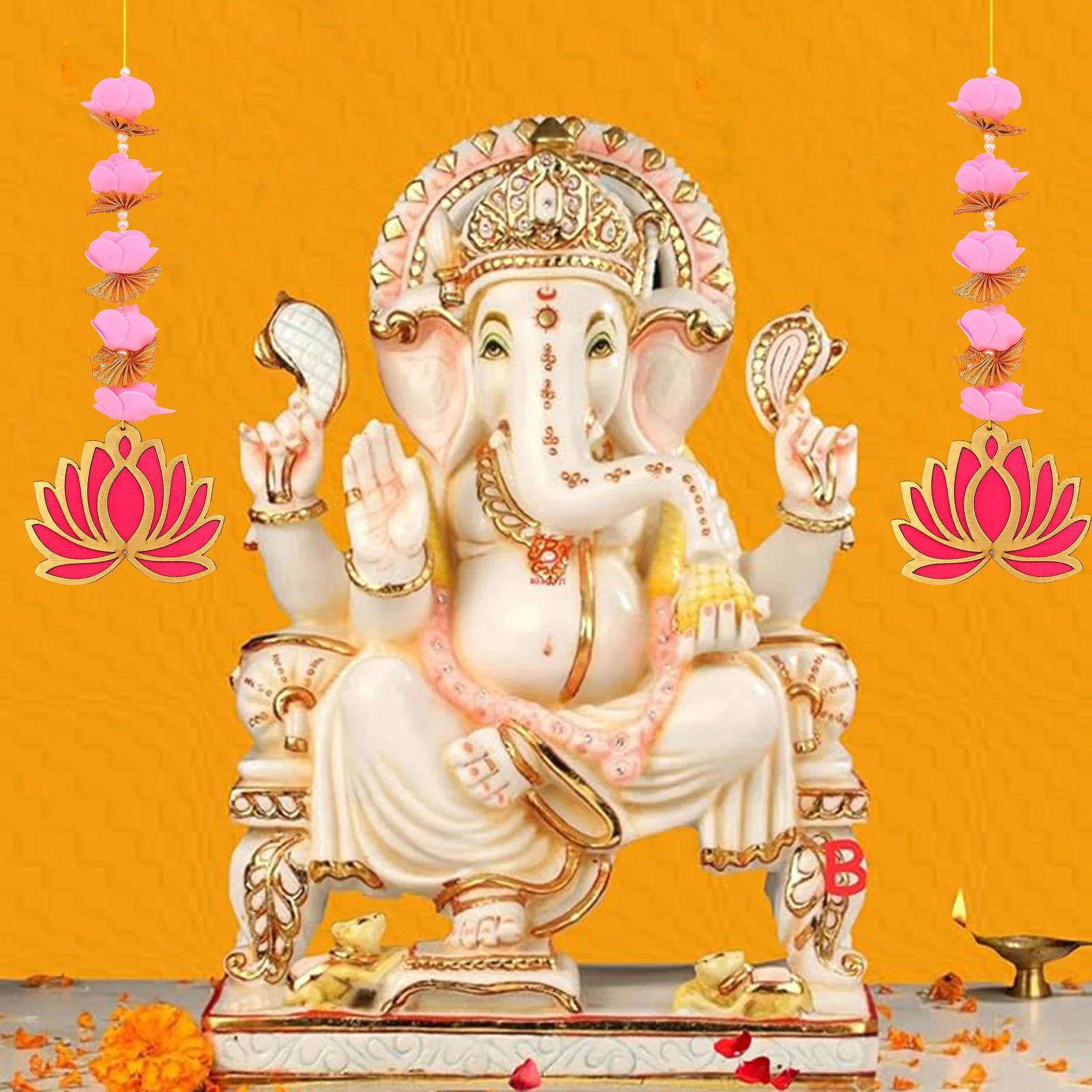 Set of 2 – Pink Foam Flower & Lotus Hanging Décor