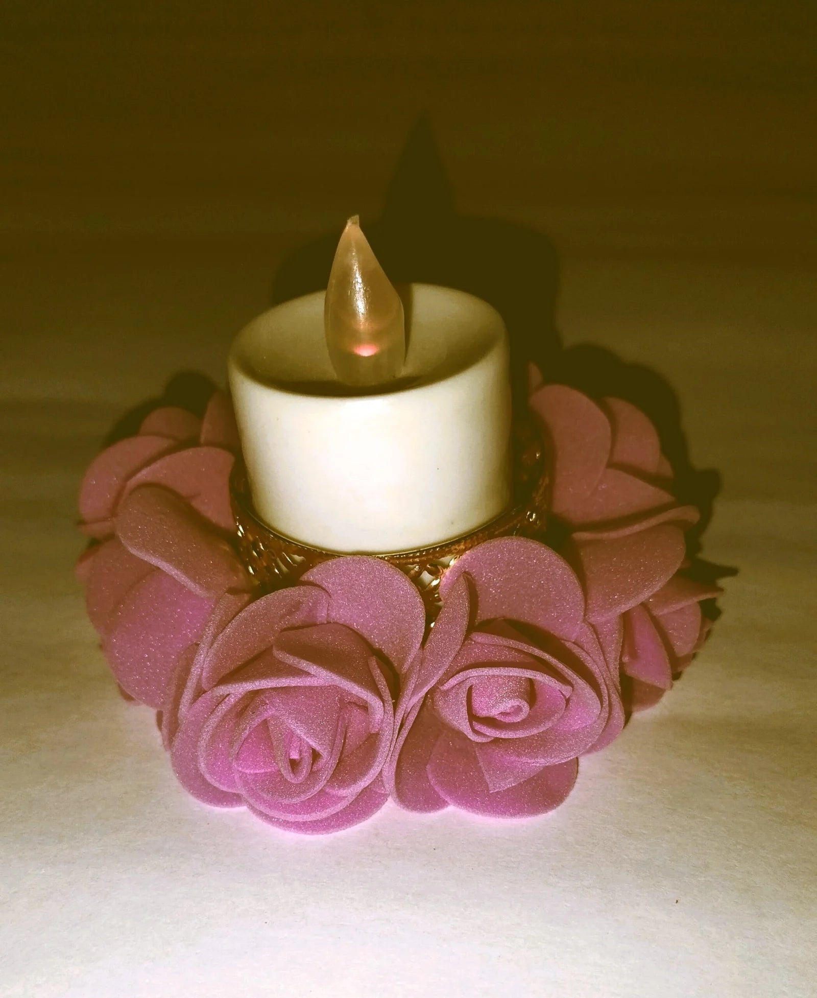 Decorative Pink Rose Tealight Holders – Set of 4