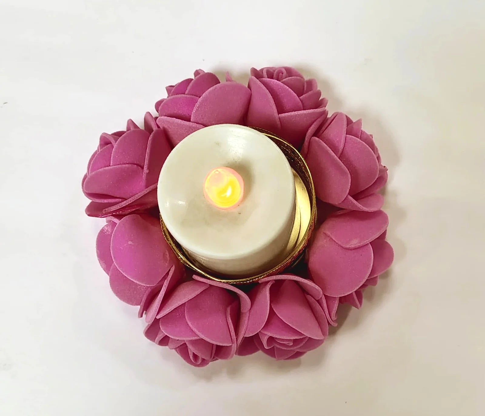 Decorative Pink Rose Tealight Holders – Set of 4