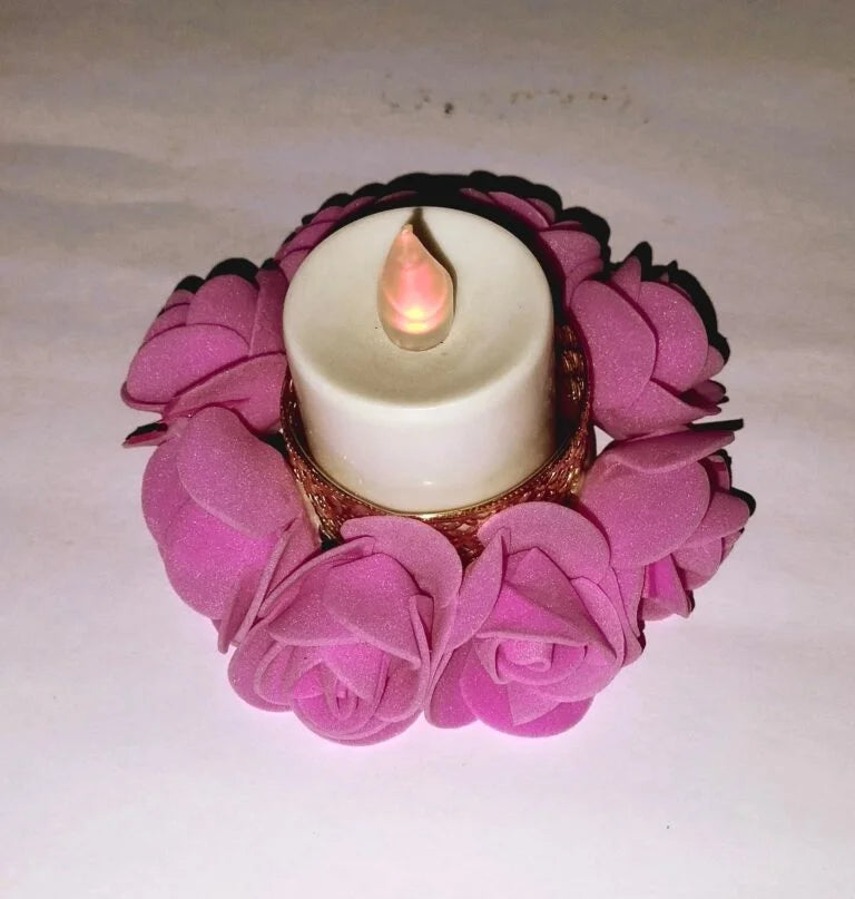 Decorative Pink Rose Tealight Holders – Set of 4
