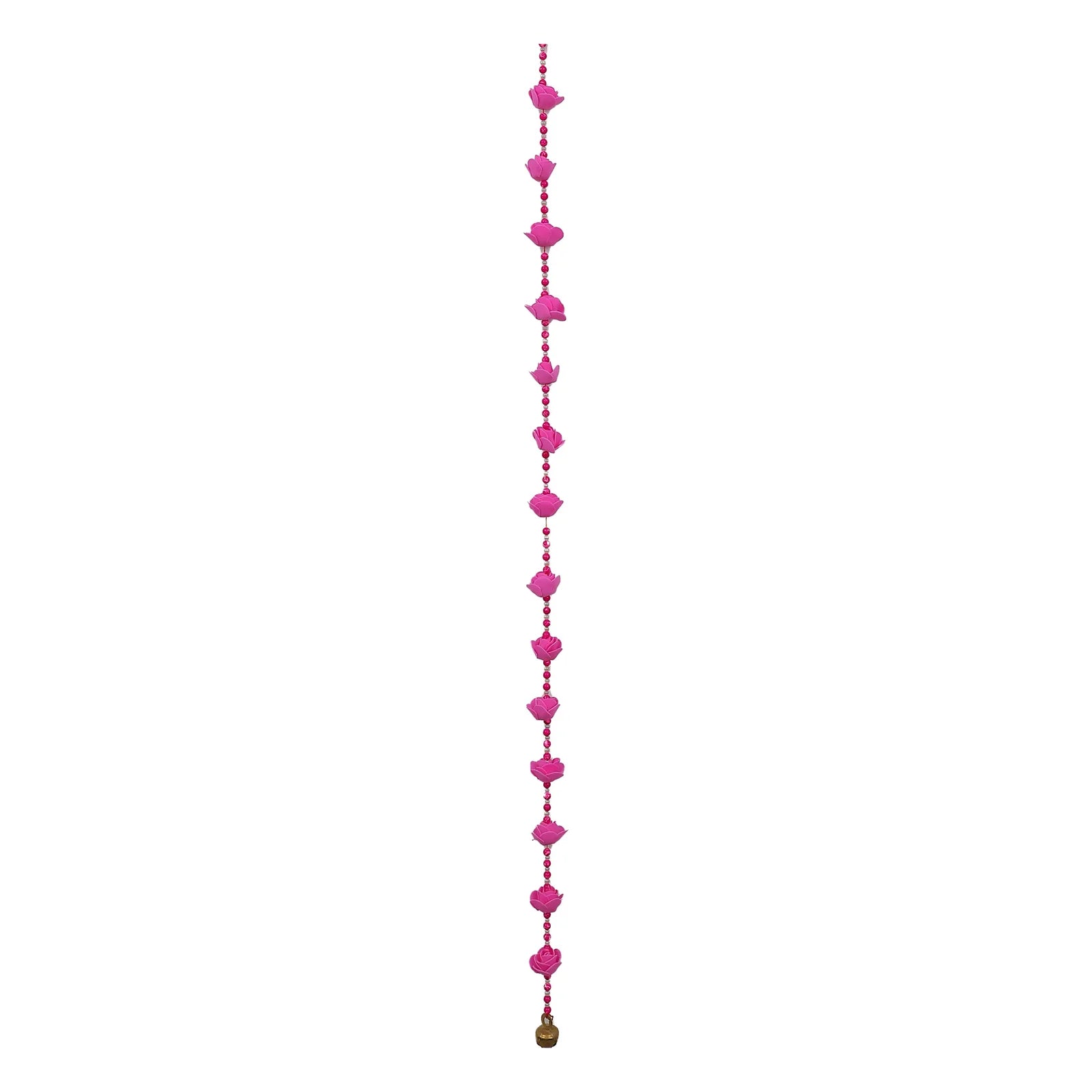 Premium Handmade Pink Foam Flower Hanging Ladi with Beads & Brass Ghungroo
