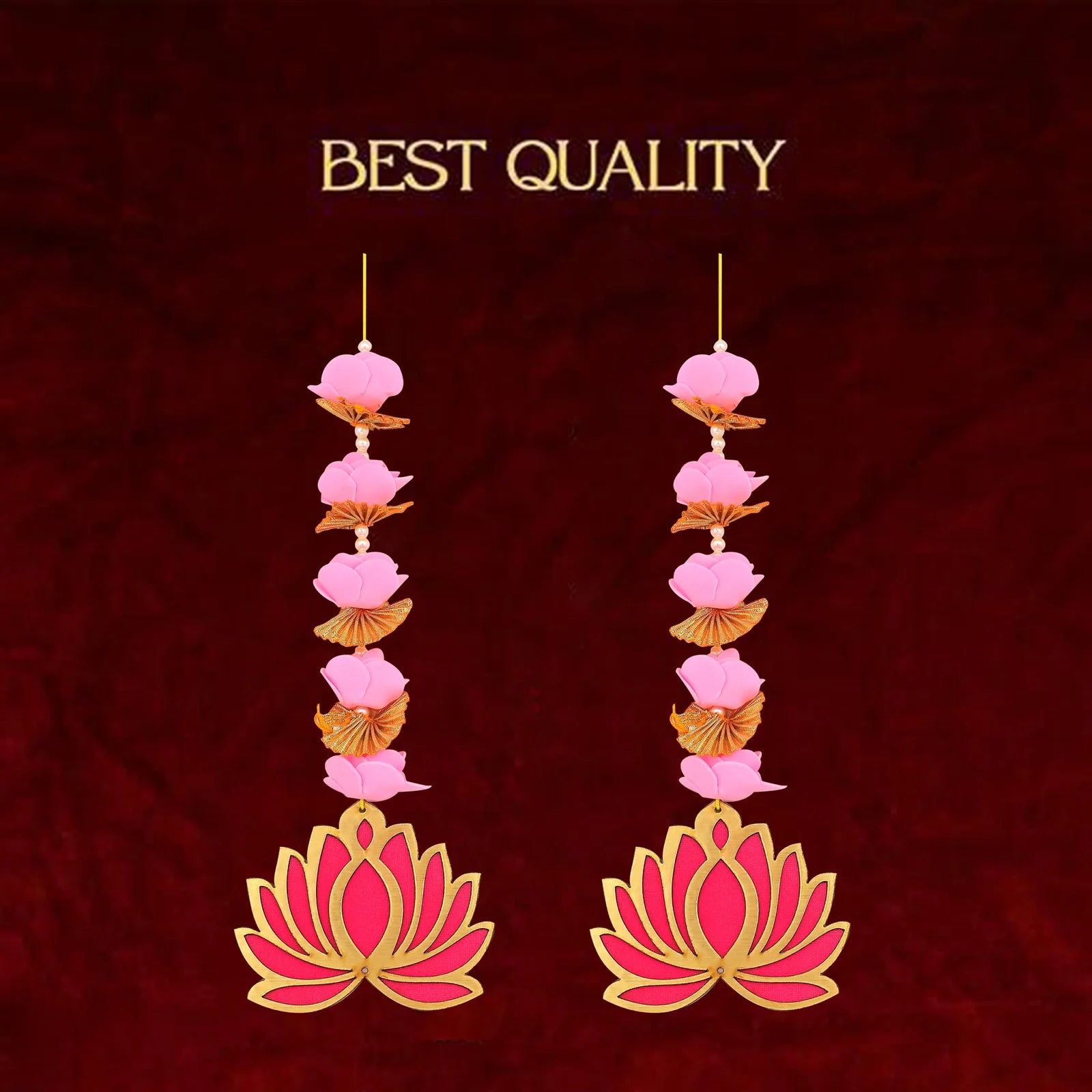 Set of 2 – Pink Foam Flower & Lotus Hanging Décor