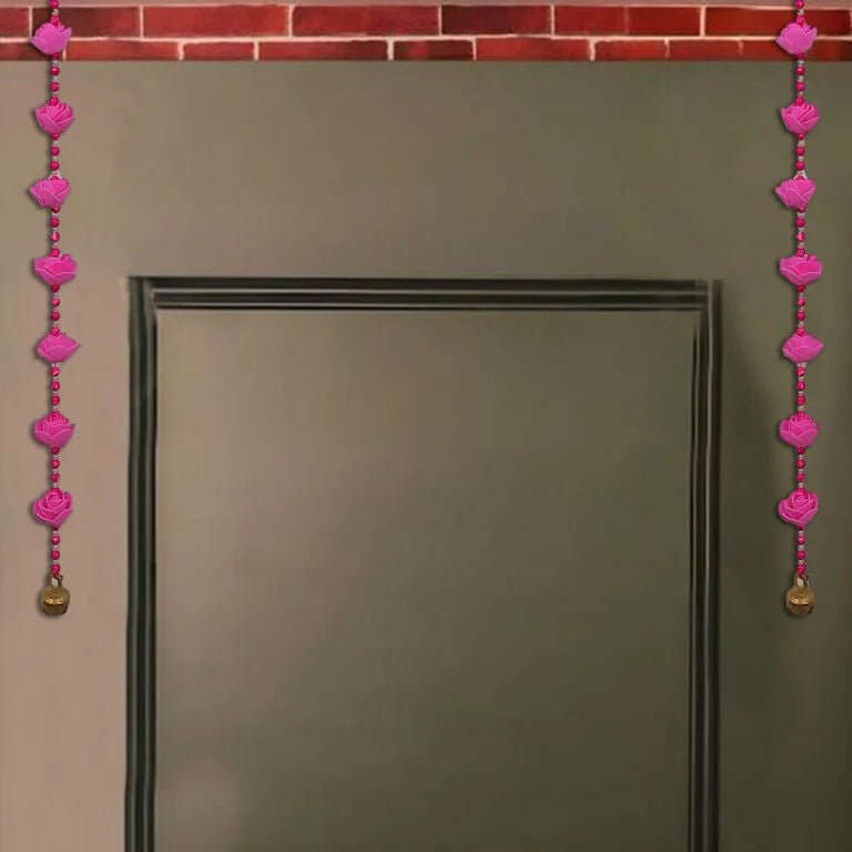 Premium Handmade Pink Foam Flower Hanging Ladi with Beads & Brass Ghungroo