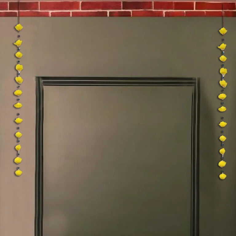 Yellow Foam Flower & Evil Eye Beads Decorative Ladi